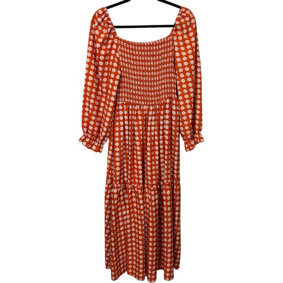 Celure Plus Allover Floral Print Flounce Sleeve Shirred Ruffle Hem‎ Dress - Picture 4 of 9